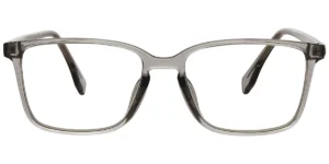 Stylish square frame glasses in a transparent gray color, featuring a modern design suitable for various occasions.