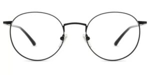 Stylish round black frame glasses with clear lenses, suitable for various fashion styles and everyday wear.